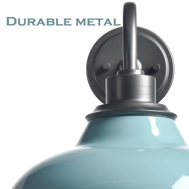 Alt view image 2 of 7 - HYDELITE Macaron Wall Sconce Gooseneck with Nautical Sea Green Shade | Modern Indoor Barn Shade Wall Lighting for Bedroom Living Room Kitchen Hallway