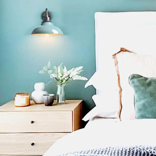 Alt view image 6 of 7 - HYDELITE Macaron Wall Sconce Gooseneck with Nautical Sea Green Shade | Modern Indoor Barn Shade Wall Lighting for Bedroom Living Room Kitchen Hallway