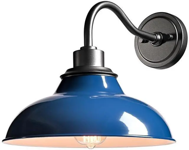 Main image of HYDELITE Dark Blue Modern Wall Sconce Gooseneck Indoor | Retro Barn Wall Lighting for Bedroom Bathroom Living Room Kitchen Hallway