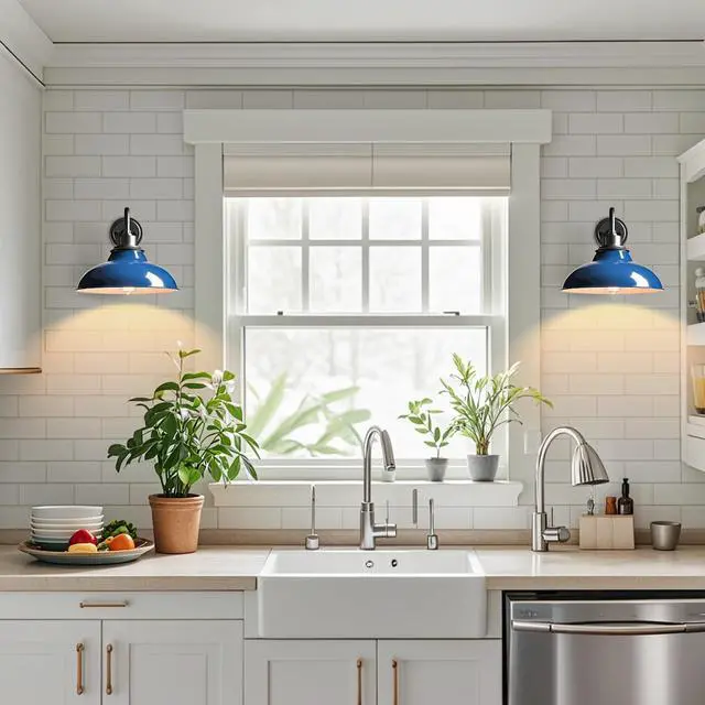 Alt view image 6 of 7 - HYDELITE Dark Blue Modern Wall Sconce Gooseneck Indoor | Retro Barn Wall Lighting for Bedroom Bathroom Living Room Kitchen Hallway
