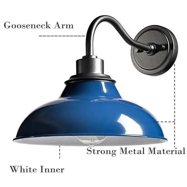 Alt view image 4 of 7 - HYDELITE Dark Blue Modern Wall Sconce Gooseneck Indoor | Retro Barn Wall Lighting for Bedroom Bathroom Living Room Kitchen Hallway