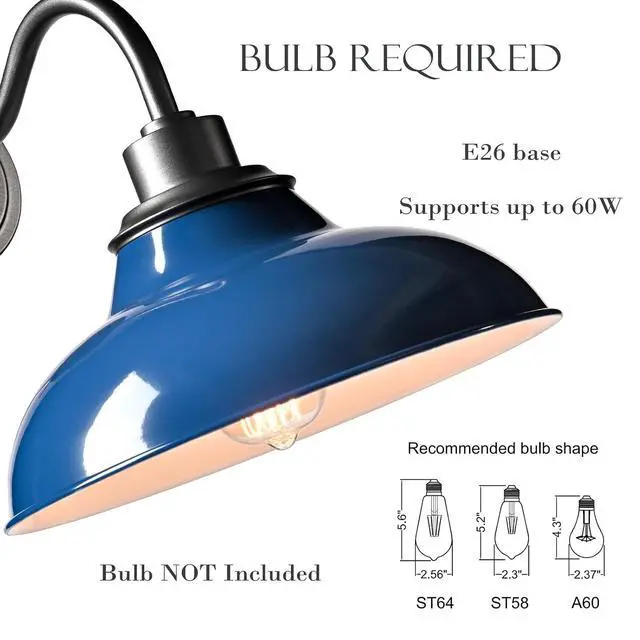 Alt view image 5 of 7 - HYDELITE Dark Blue Modern Wall Sconce Gooseneck Indoor | Retro Barn Wall Lighting for Bedroom Bathroom Living Room Kitchen Hallway