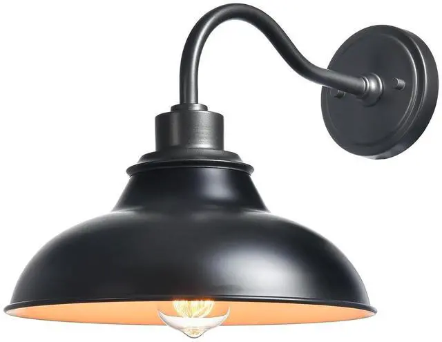 Main image of HYDELITE Black Wall Sconce Gooseneck Nordic Style Wall Lighting | Farmhouse Black Barn Hardwired Wall Lamp for Bedroom Living Room Kitchen Hallway Indoor
