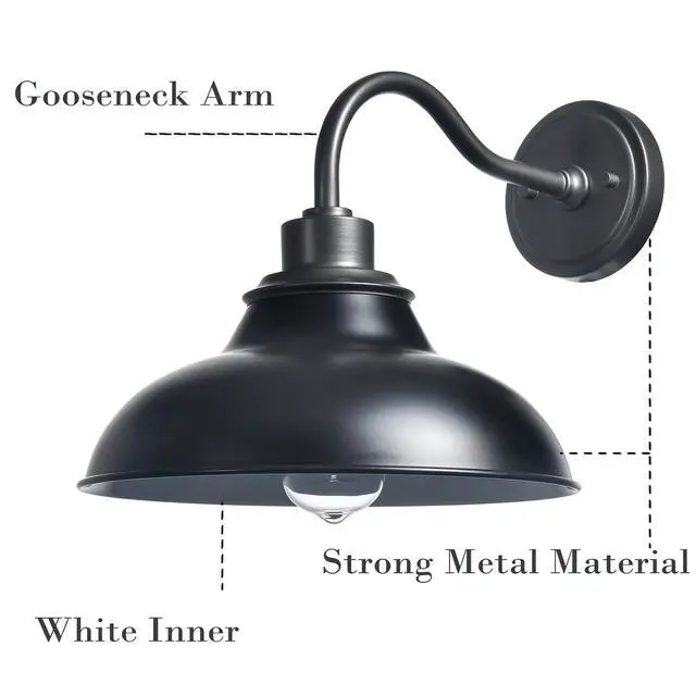 Alt view image 3 of 7 - HYDELITE Black Wall Sconce Gooseneck Nordic Style Wall Lighting | Farmhouse Black Barn Hardwired Wall Lamp for Bedroom Living Room Kitchen Hallway Indoor