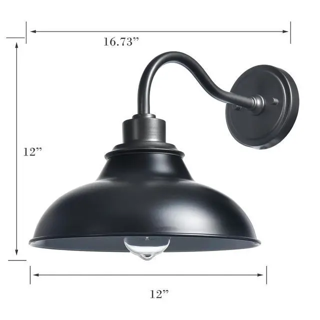 Alt view image 5 of 7 - HYDELITE Black Wall Sconce Gooseneck Nordic Style Wall Lighting | Farmhouse Black Barn Hardwired Wall Lamp for Bedroom Living Room Kitchen Hallway Indoor