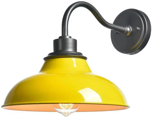 Main image of HYDELITE Macaron Yellow Wall Sconce Gooseneck Indoor Wall Light | Barn Hardwired Wall Lighting for Bedroom Bathroom Living Room Kitchen Hallway