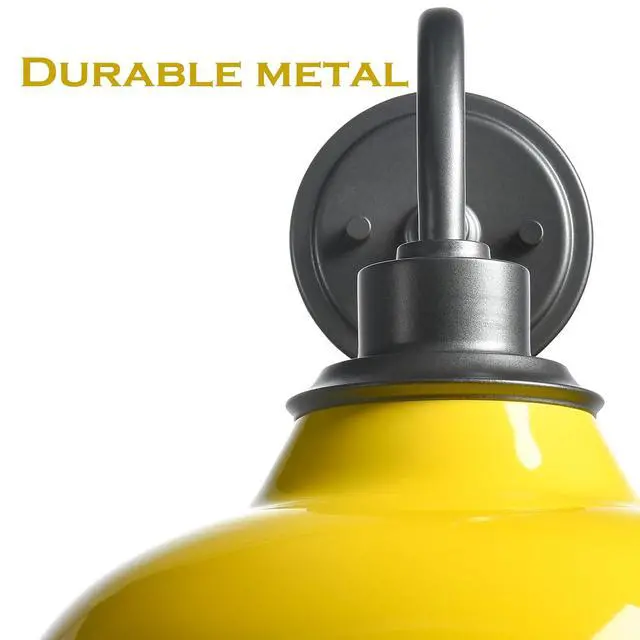 Alt view image 2 of 7 - HYDELITE Macaron Yellow Wall Sconce Gooseneck Indoor Wall Light | Barn Hardwired Wall Lighting for Bedroom Bathroom Living Room Kitchen Hallway
