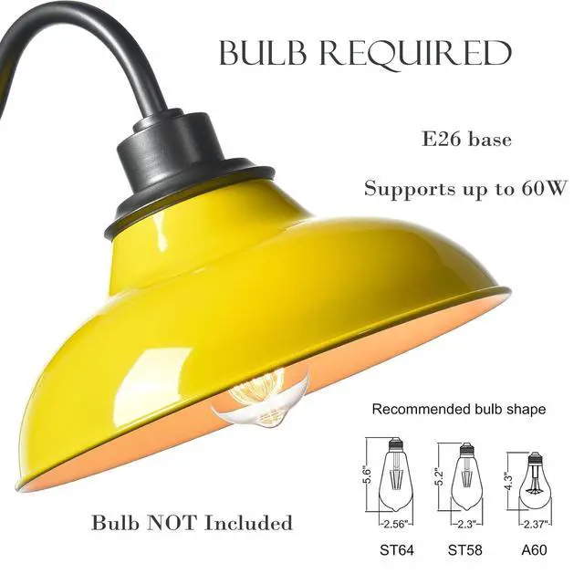 Alt view image 3 of 7 - HYDELITE Macaron Yellow Wall Sconce Gooseneck Indoor Wall Light | Barn Hardwired Wall Lighting for Bedroom Bathroom Living Room Kitchen Hallway