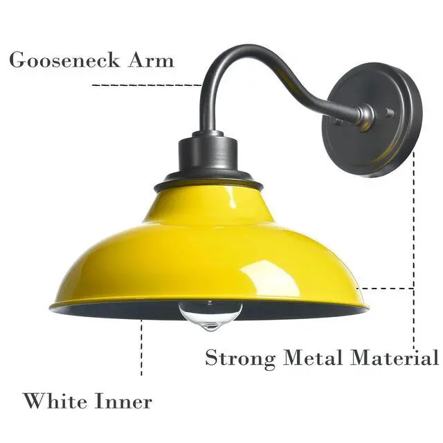 Alt view image 4 of 7 - HYDELITE Macaron Yellow Wall Sconce Gooseneck Indoor Wall Light | Barn Hardwired Wall Lighting for Bedroom Bathroom Living Room Kitchen Hallway