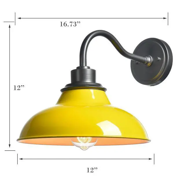 Alt view image 5 of 7 - HYDELITE Macaron Yellow Wall Sconce Gooseneck Indoor Wall Light | Barn Hardwired Wall Lighting for Bedroom Bathroom Living Room Kitchen Hallway