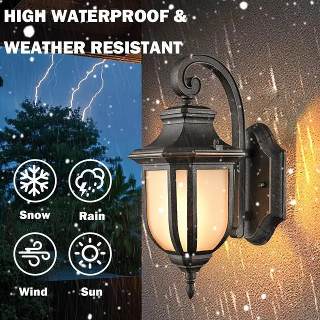 Alt view image 3 of 7 - HYDELITE Outdoor Dark Brown Wall Light Waterproof with Yellow Glass Shade | Anti-Rust Aluminum Exterior Wall Lantern Porch Light for Front Door, Porch, Yard, Foyer, Hotel