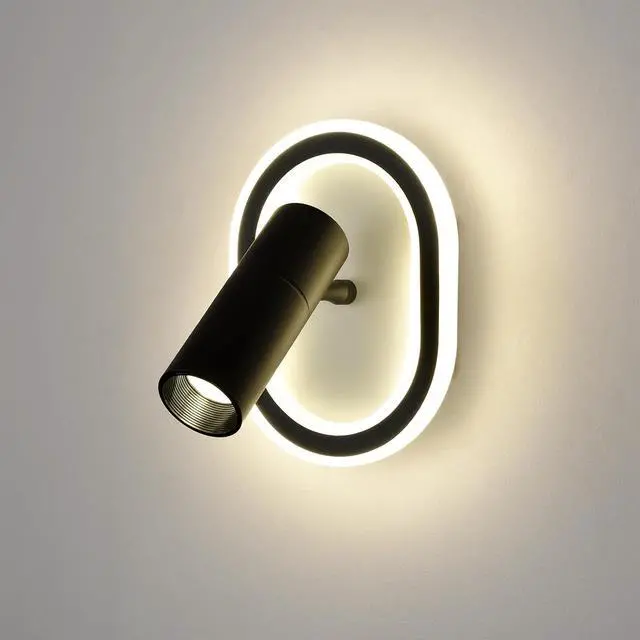 Main image of HYDELITE Led Wall Mounted Reading Lights Black Wall Sconce Bedside Wall Lamp with Spoltlight Night Light 4000k for Bedroom