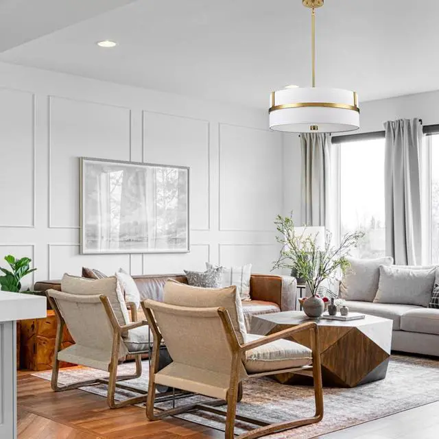 Alt view image 6 of 7 - Luxurious Gold Swing Arm Wall Lamp & Flush Mount Ceiling Light Drum