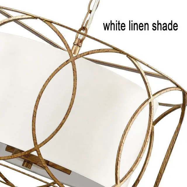 Alt view image 3 of 7 - HYDELITE Elegant Gold Swing Arm Wall Lamp and Stylish Brass Drum Pendant Light 3-Light