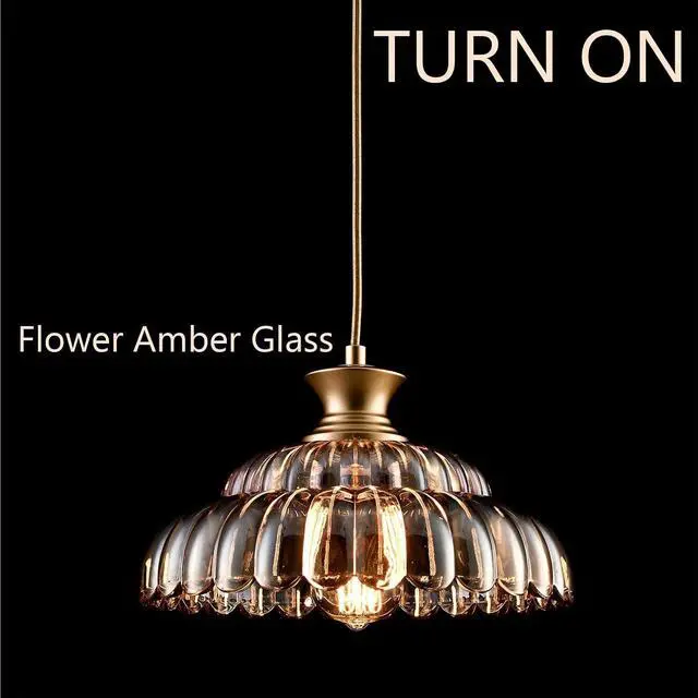 Alt view image 2 of 6 - HYDELITE Vintage Amber Glass Pendant Light with Adjustable Hanging Cord | Modern Gold Kitchen Island Pendant Light Fixture Adjustable for Dining Living Room Restaurant Entryway