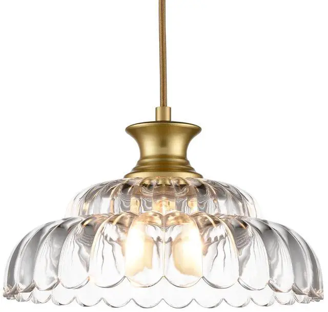 Main image of HYDELITE Vintage Gold Clear Glass Pendant Lights Kitchen Island | Brass Pendant Light Fixture Modern Hanging Light Fixture for Dining Room Bedroom Entryway