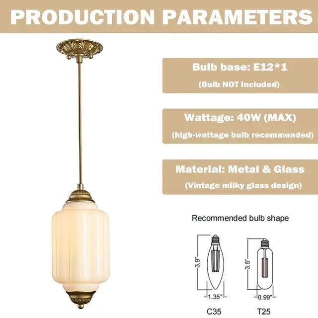 Alt view image 4 of 7 - HYDELITE Vintage Gold Pendant Light with Milky Pumpkin-Shaped Glass | Mid-Century Brass Adjustable Ceiling Light for Kitchen Island Living Room Bedroom Dining Room Hallway Schoolhouse