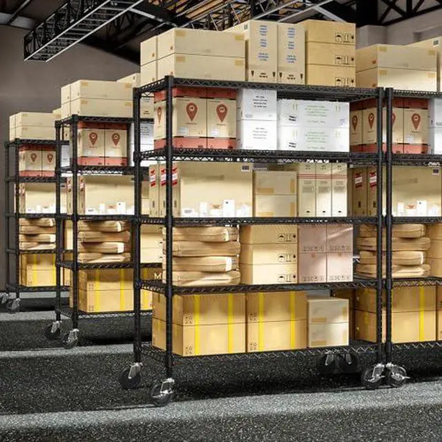 Alt view image 6 of 7 - 2 PCS Garage Shelving 5 Tier Industrial Metal Shelving Units for Commercial, Basement, Pantry, Warehouse, School