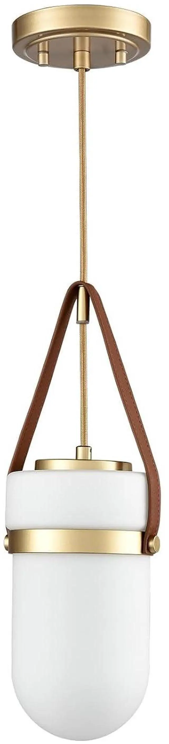 Main image of HYDELITE Modern Gold Pendant Light with Raindrop Milky Glass Brown Belt | Waterdrop Adjustable Height Woven Cord Hanging Light Fixture for Kitchen,Hallway,Entryway