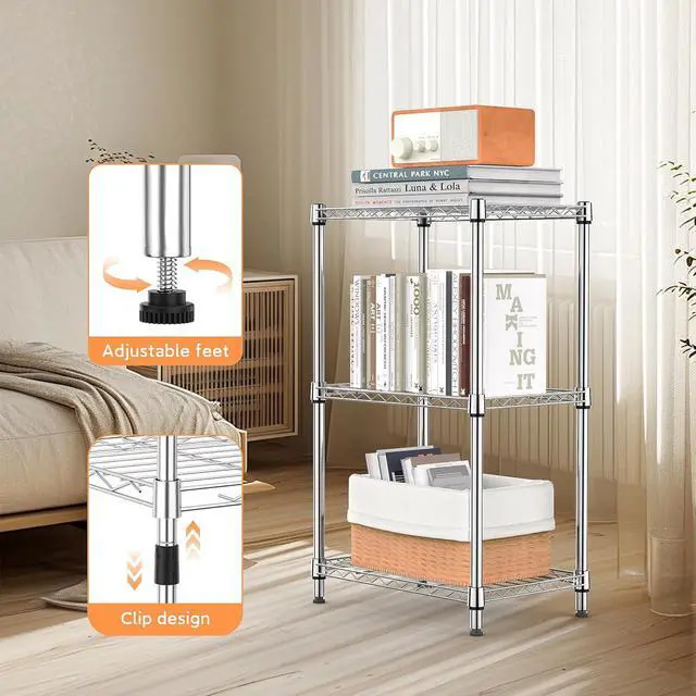 Alt view image 4 of 7 - M Heavy Duty Rolling Garment Rack and 3 Tiers Shelf Metal Storage Shelves Wire Rack