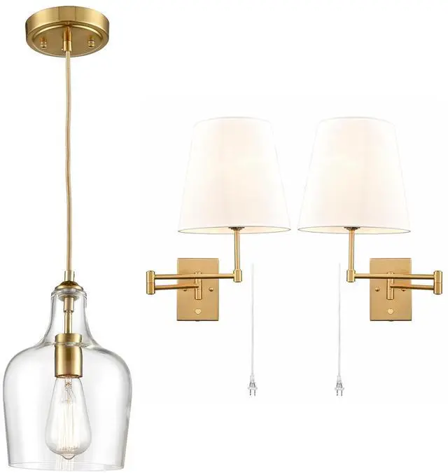 Main image of HYDELITE Pendant Light Fixtures and Swing Arm Wall Lamp Set