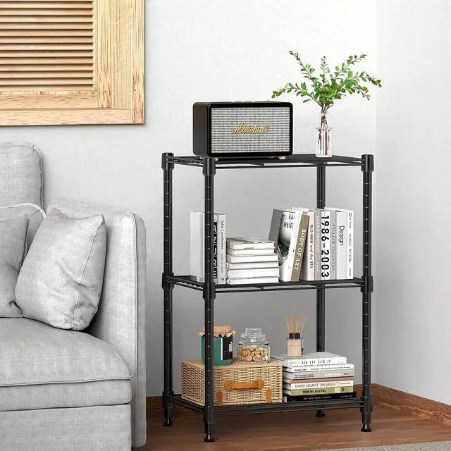 Alt view image 7 of 7 - M 2 PCS 4 Tier Heavy Duty Rolling Garment Black Rack and Wire Storage Shelving 3-Tier Utility Shelving Unit