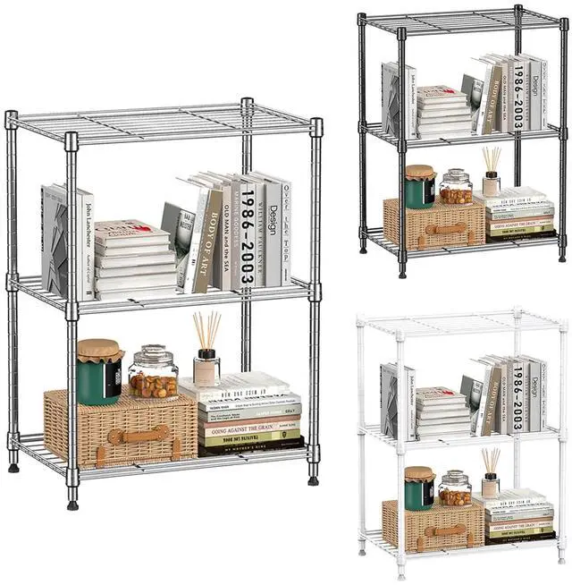 Main image of M 450 lbs Wire Storage Shelving 3-Tier Utility Shelving Unit Steel Organizer Wire Rack for Home,Kitchen,Office,Chrome,irongrey,White(11.8" D x 17.7" W x 26.4" H)