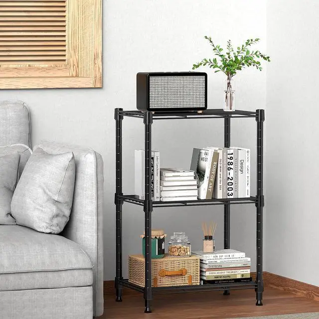 Alt view image 5 of 7 - M 450 lbs Wire Storage Shelving 3-Tier Utility Shelving Unit Steel Organizer Wire Rack for Home,Kitchen,Office,Chrome,irongrey,White(11.8" D x 17.7" W x 26.4" H)