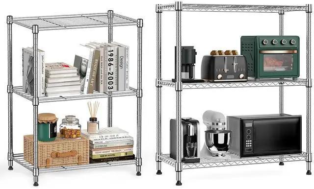 Main image of 2 PCS Storage Rack Metal Wire Shelving Unit, Storage Standing Shelf Organizer for Laundry Bathroom Kitchen Pantry Closet Garage Basement Utility