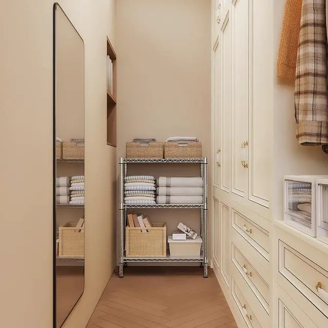 Alt view image 6 of 7 - 2 PCS Storage Rack Metal Wire Shelving Unit, Storage Standing Shelf Organizer for Laundry Bathroom Kitchen Pantry Closet Garage Basement Utility
