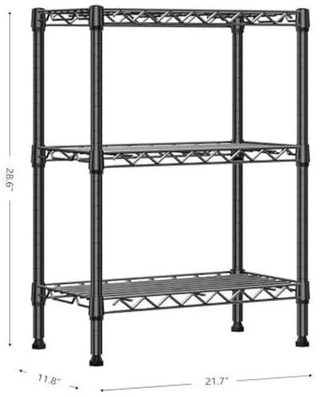 Alt view image 3 of 7 - 2 PCS Wire Storage Shelving 3-Tier Utility Shelving Unit Steel Organizer Wire Rack for Home,Kitchen,Office,Chr-Tier Utility Shelving Unit Steel Organizer Wire Rack for Home,Kitchen,Office,Chrome