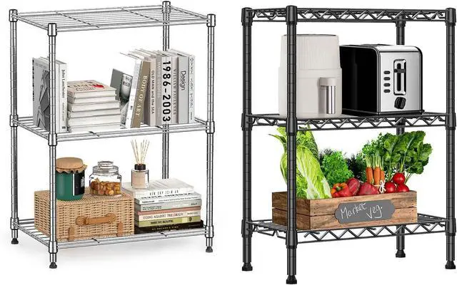 Main image of 2 PCS Wire Storage Shelving 3-Tier Utility Shelving Unit Steel Organizer Wire Rack for Home,Kitchen,Office,Chr-Tier Utility Shelving Unit Steel Organizer Wire Rack for Home,Kitchen,Office,Chrome
