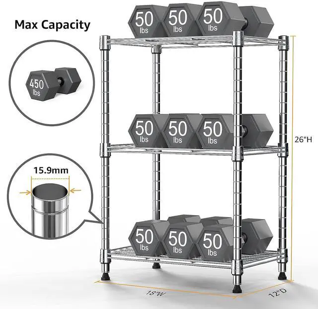 Alt view image 3 of 7 - M Shelf Metal Storage Shelves Wire Rack Closet Organizers for Garage Kitchen Bathroom Laundry
