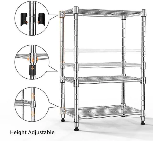Alt view image 5 of 7 - M Shelf Metal Storage Shelves Wire Rack Closet Organizers for Garage Kitchen Bathroom Laundry
