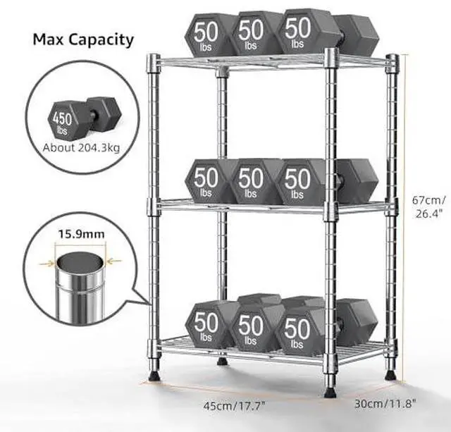 Alt view image 3 of 7 - M Steel Storage Shelving Utility Shelving Unit Steel Organizer Wire Rack for Home,Kitchen,Office,Garage