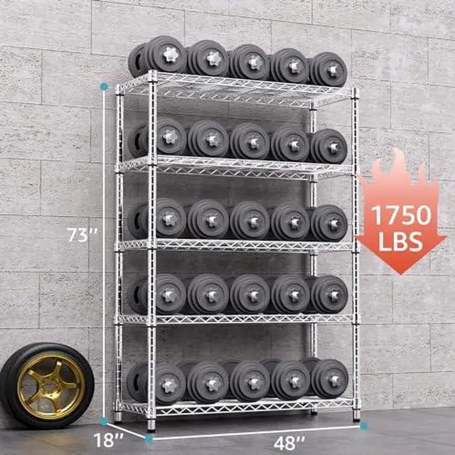 Alt view image 7 of 7 - M Steel Storage Shelving Utility Shelving Unit Steel Organizer Wire Rack for Home,Kitchen,Office,Garage