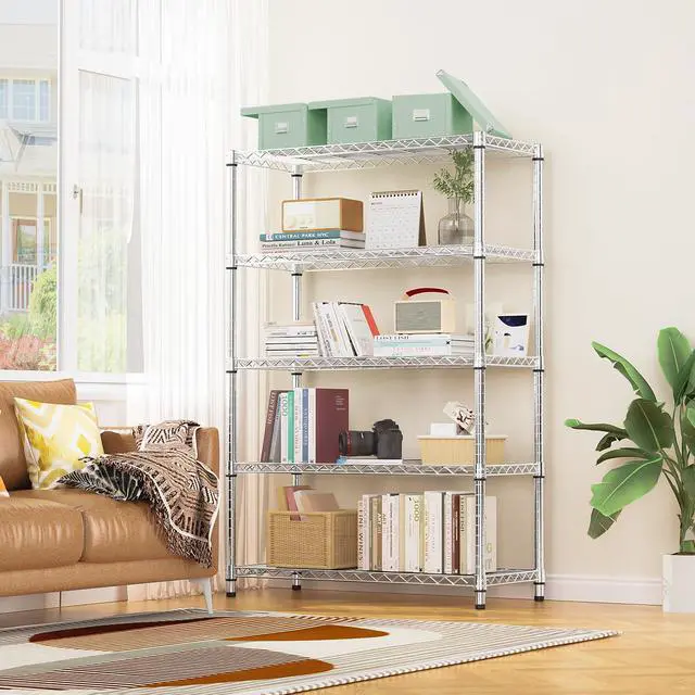 Alt view image 2 of 7 - M 1750 LBS Storage Shelves 5-Tier Utility Shelving Unit Steel Organizer Wire Rack for Home,Kitchen,Office,Garage, Capacity 17.7" D x 47.2" W x 72.3" H