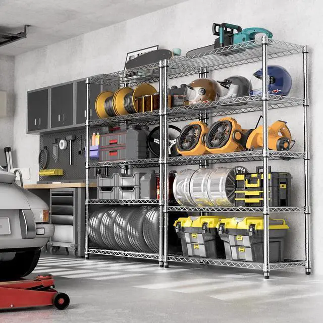 Alt view image 6 of 7 - M 1750 LBS Storage Shelves 5-Tier Utility Shelving Unit Steel Organizer Wire Rack for Home,Kitchen,Office,Garage, Capacity 17.7" D x 47.2" W x 72.3" H