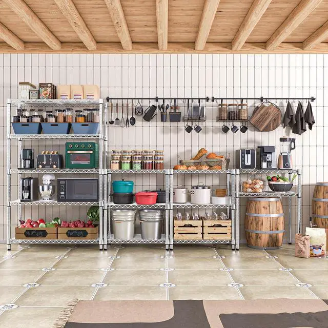 Alt view image 7 of 7 - M 1750 LBS Storage Shelves 5-Tier Utility Shelving Unit Steel Organizer Wire Rack for Home,Kitchen,Office,Garage, Capacity 17.7" D x 47.2" W x 72.3" H