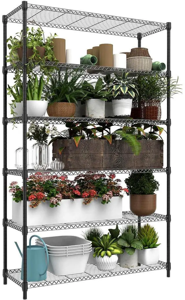 Main image of M 6 Tiers Storage Shelves Load 2100LBS, Metal Shelving Wire Metal Shelving Unit Shelves for Storage Adjustable Garage Shelving for Pantry Kitchen Garage Black 17.7" D x 47.3" W x 82.4" H