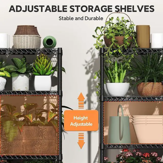 Alt view image 4 of 7 - M 6 Tiers Storage Shelves Load 2100LBS, Metal Shelving Wire Metal Shelving Unit Shelves for Storage Adjustable Garage Shelving for Pantry Kitchen Garage Black 17.7" D x 47.3" W x 82.4" H