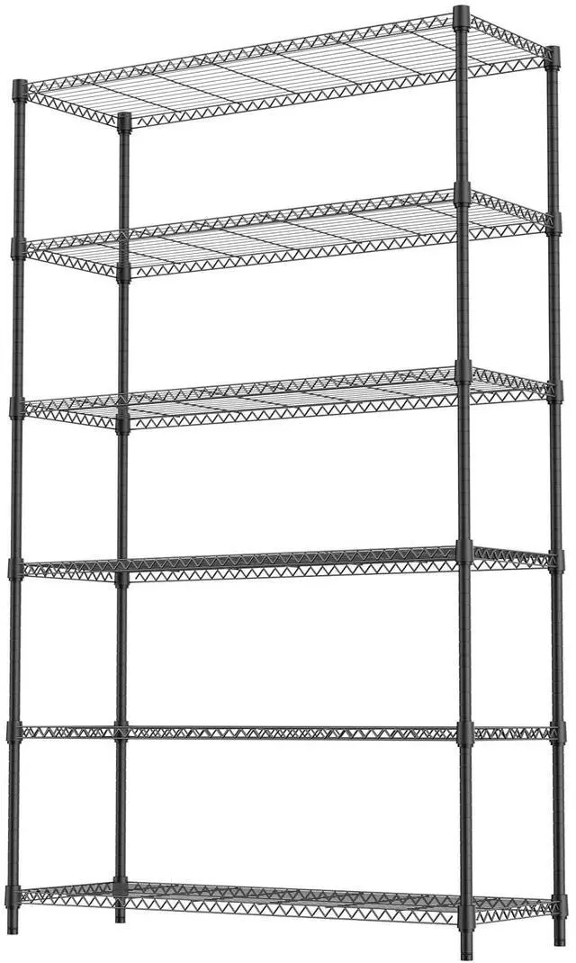 Alt view image 7 of 7 - M 6 Tiers Storage Shelves Load 2100LBS, Metal Shelving Wire Metal Shelving Unit Shelves for Storage Adjustable Garage Shelving for Pantry Kitchen Garage Black 17.7" D x 47.3" W x 82.4" H