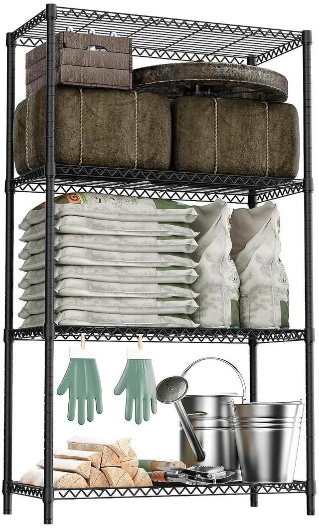 Main image of M 2400LBS 35.5" W Standing Shelf Units Wire Rust-Proof Outdoor Storage Shelving 4-Tier Utility Shelving Unit for Garden Home,Kitchen,Office Dark Grey 17.7" D x 35.5" W x 59.4" H
