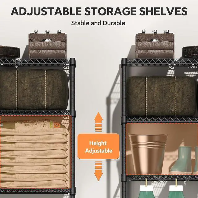 Alt view image 4 of 6 - M 2400LBS 47.3" W Stand Shelf Wire Rust-Proof Outdoor Storage Shelving 4-Tier Utility Shelving Unit for Garden Home,Kitchen,Office Dark Grey 17.7" D x 47.3" W x 59.4" H