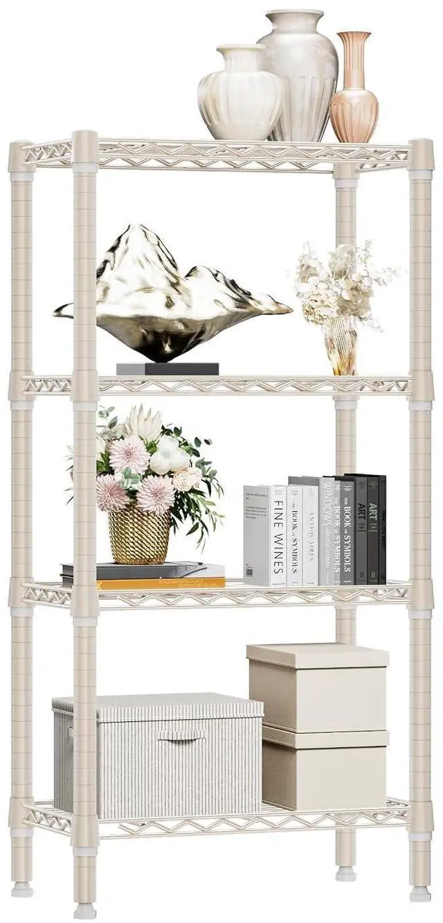 Main image of M 1000 lbs 4-Shelf Standing Storage Shelves Heavy Duty Metal Shelving Unit Adjustable Wire Rack for Office Garage Kitchen, Light Tan 11.8 D x 23.6" W x 47.5" H