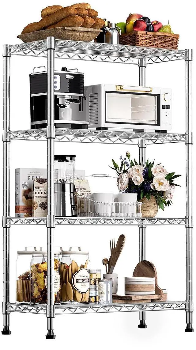 Main image of M 1000 lbs Storage Shelving 4-Tier Utility Shelving Unit Steel Organizer Wire Rack for Home,Kitchen,Office,Chrome (13.7" D x 23.6" W x 53.4" H)