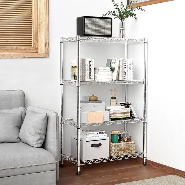 Alt view image 2 of 7 - M 1000 lbs Storage Shelving 4-Tier Utility Shelving Unit Steel Organizer Wire Rack for Home,Kitchen,Office,Chrome (13.7" D x 23.6" W x 53.4" H)