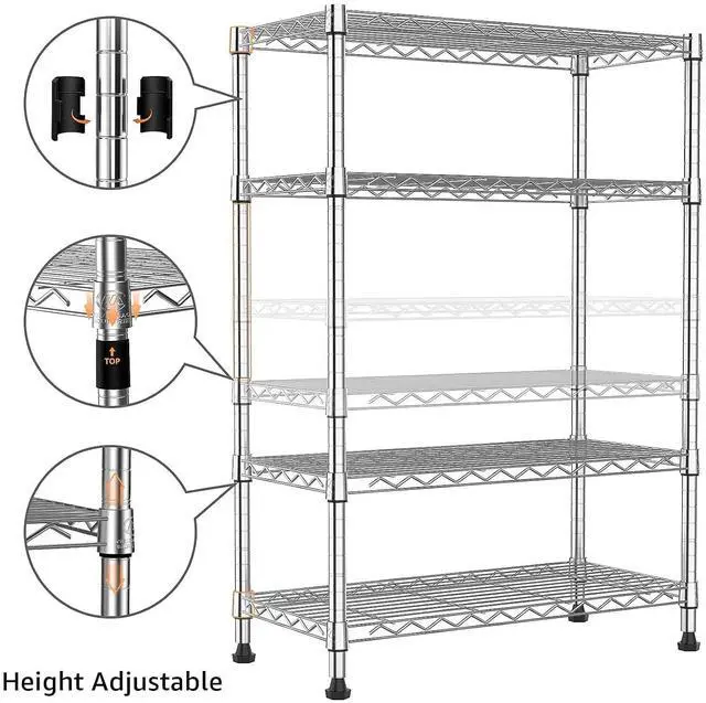 Alt view image 5 of 7 - M 1000 lbs Storage Shelving 4-Tier Utility Shelving Unit Steel Organizer Wire Rack for Home,Kitchen,Office,Chrome (13.7" D x 23.6" W x 53.4" H)