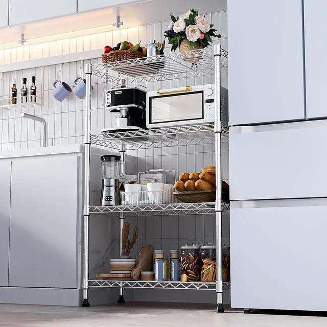 Alt view image 6 of 7 - M 1000 lbs Storage Shelving 4-Tier Utility Shelving Unit Steel Organizer Wire Rack for Home,Kitchen,Office,Chrome (13.7" D x 23.6" W x 53.4" H)