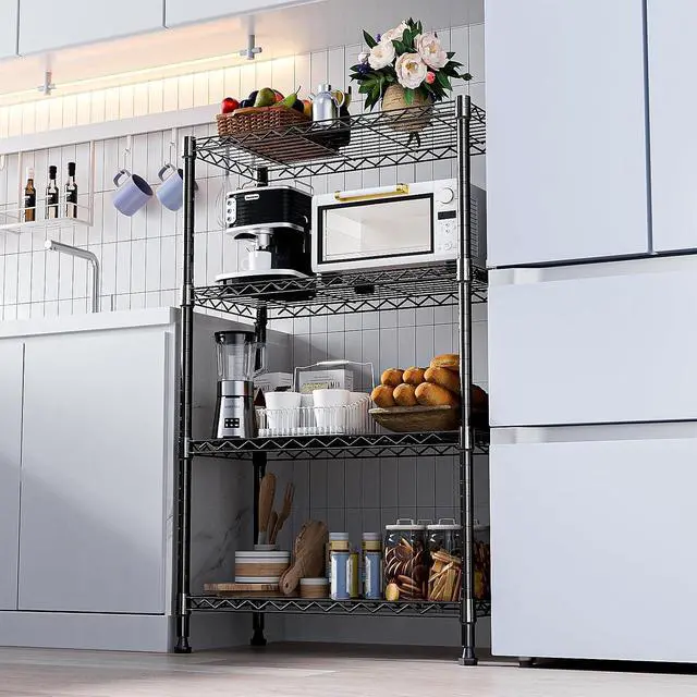 Alt view image 6 of 7 - M 1000 lbs Storage Shelving Steel Heavy Duty 4-Tier Utility Shelving Unit Steel Organizer Wire Rack for Home,Kitchen,Office (13.7" D x 29.5" W x 47.2" H)